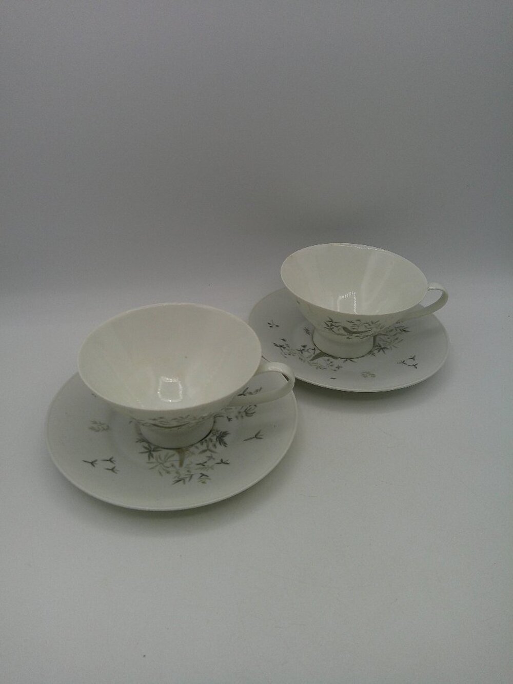 Vtg Set 4 Pc Rosenthal Raymond Loewy "Birds on Trees" Demitasse Cups/Saucers